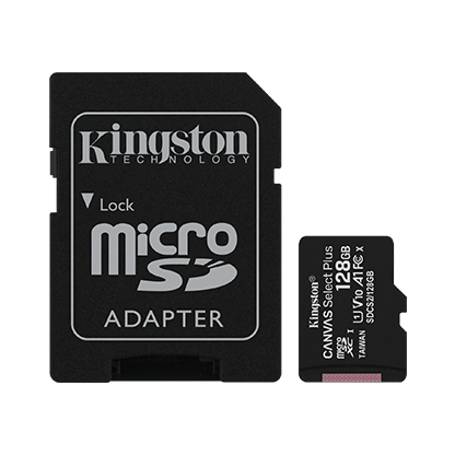 Kingston - Canvas Select Plus - UHS-I - 128 GB - MicroSDXC - Flash memory class 10 - SD Adapter