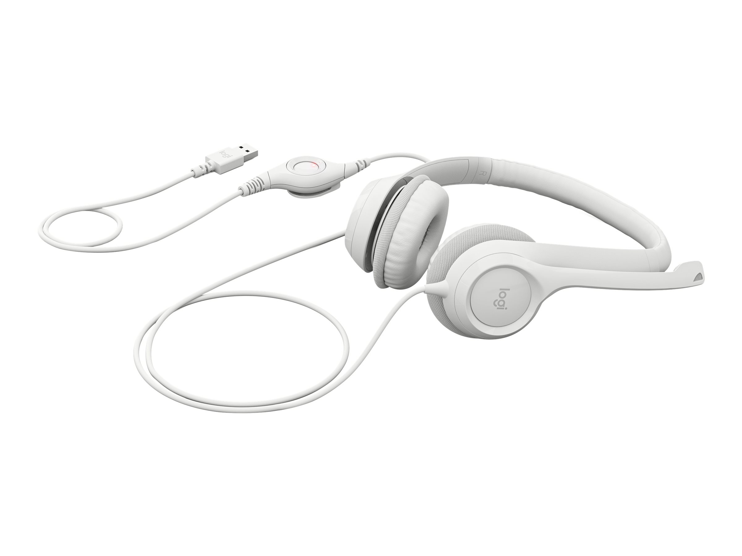 Logitech - USB Computer Headset - H390 - Wired - Over-Ear - Microphone - Noise canceling - Off-white