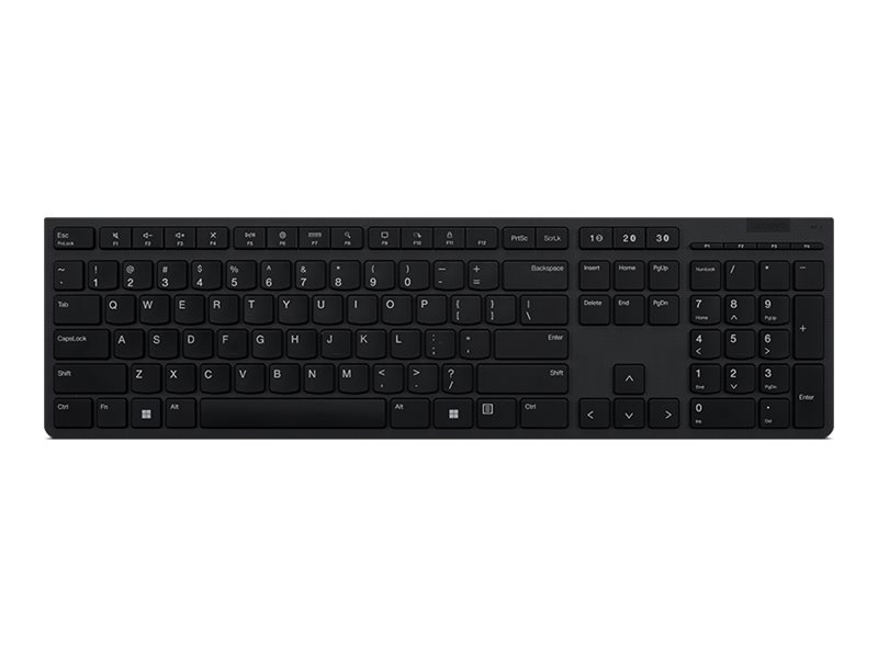 Lenovo - Professional Wireless Rechargeable Keyboard - 4Y41K04068 - Keyboard - Wireless - US - Grey - Scissors switch keys