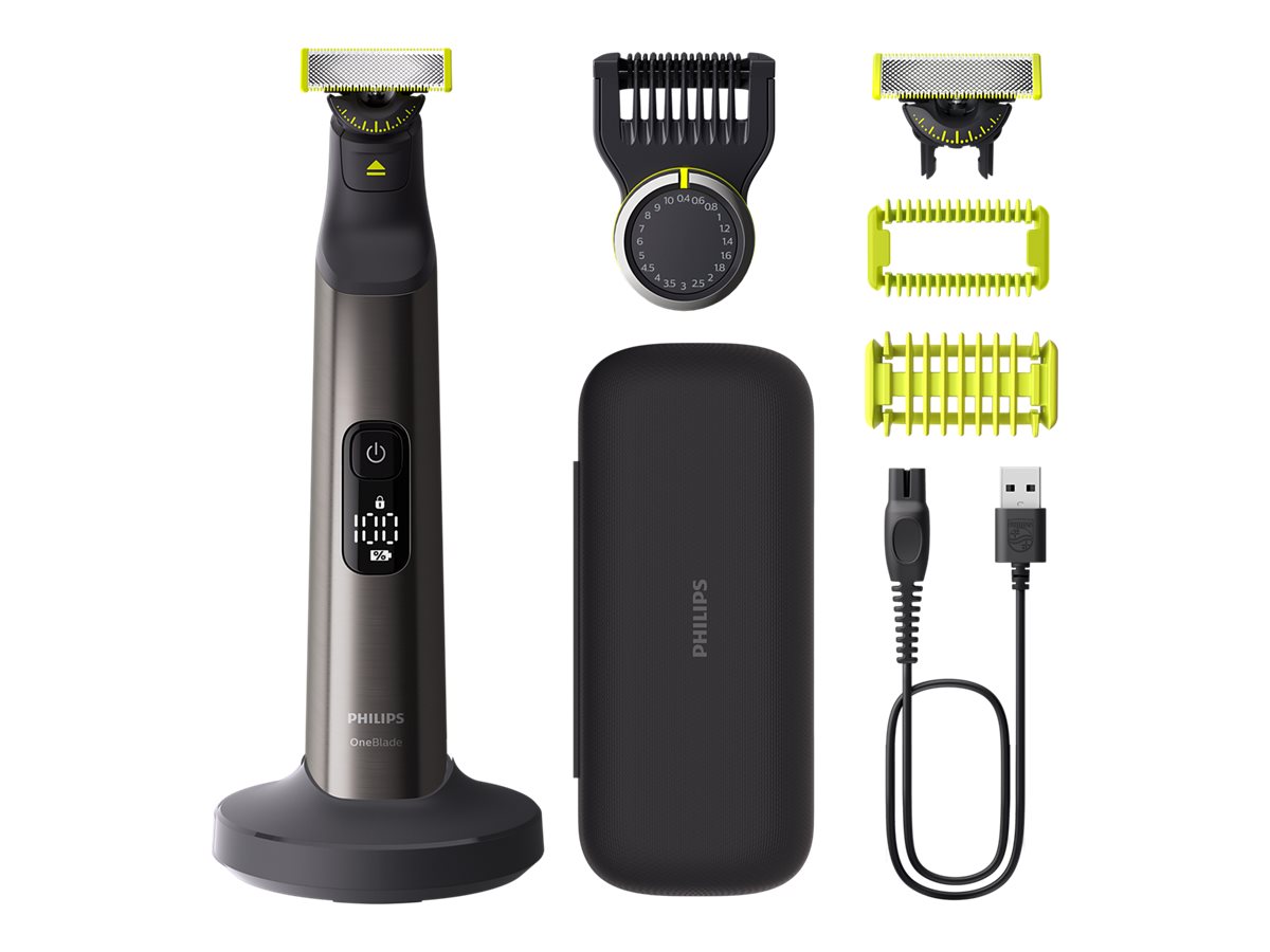 Philips - Hair trimmer, Face and Body - QP6652/61 OneBlade Pro 360 - Cordless - Wet & Dry - Number of length steps 20 - Grey/Black