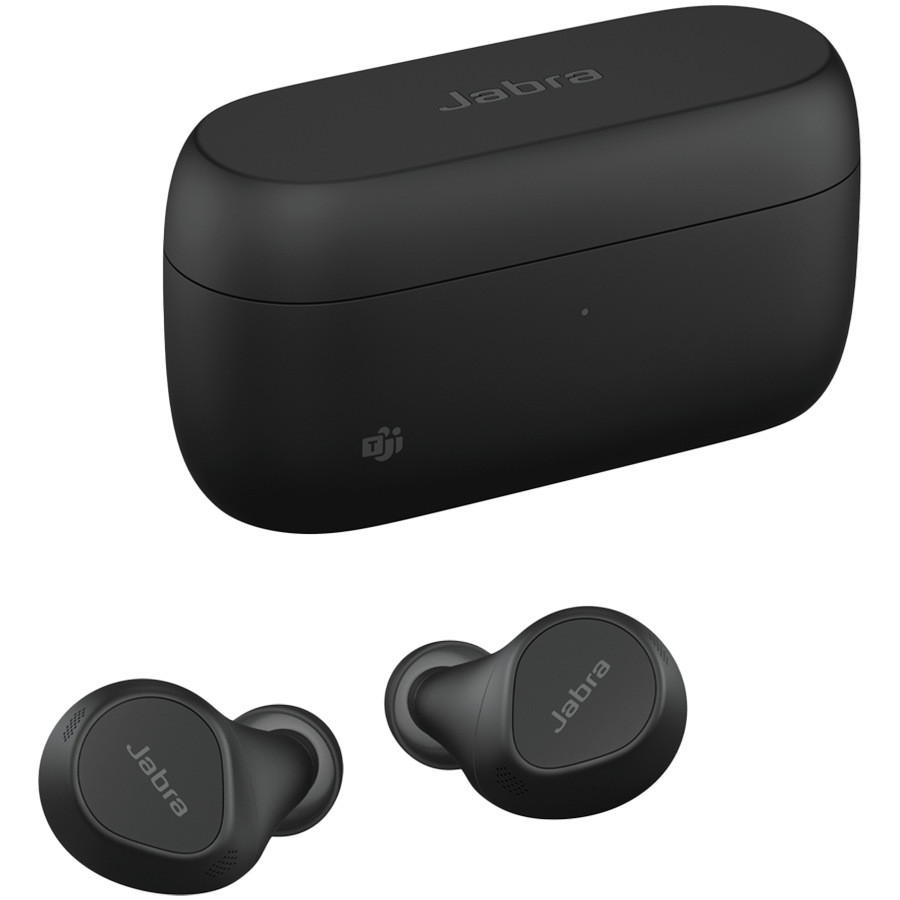 JABRA EVOLVE2 Buds UC, Cradle USB-C UC, Link 380 BT adapter USB-C UC, 30  cm USB-C to USB-A cable, Ear gels, USB-A to USB-C adapter, warranty