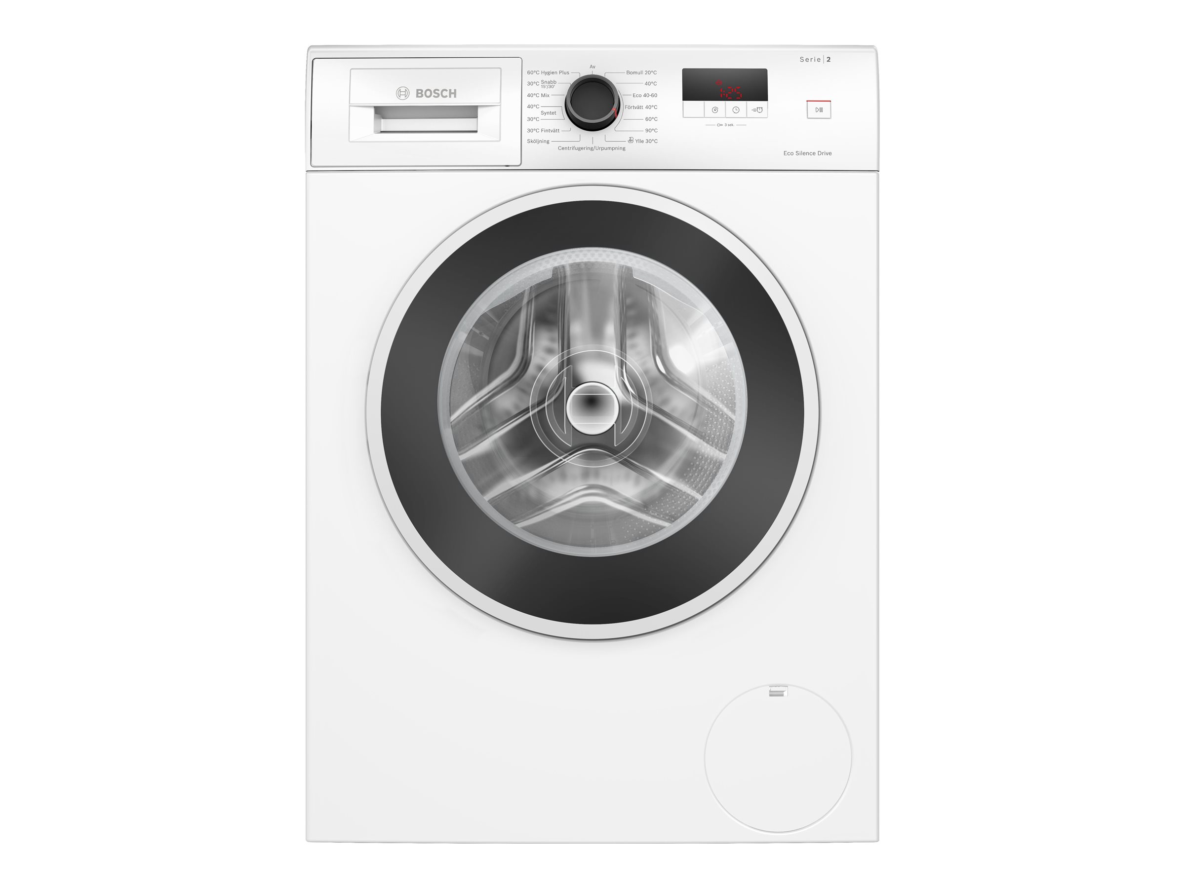 Bosch Washing Machine - WGE0240ASN - Energy efficiency class A - Front loading - Washing capacity 7 kg - 1400 RPM - Depth 59 cm - Width 60 cm - Display - LED - Direct drive - White