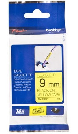 BROTHER TZEFX621 flex bk/yellow 9mm 8m