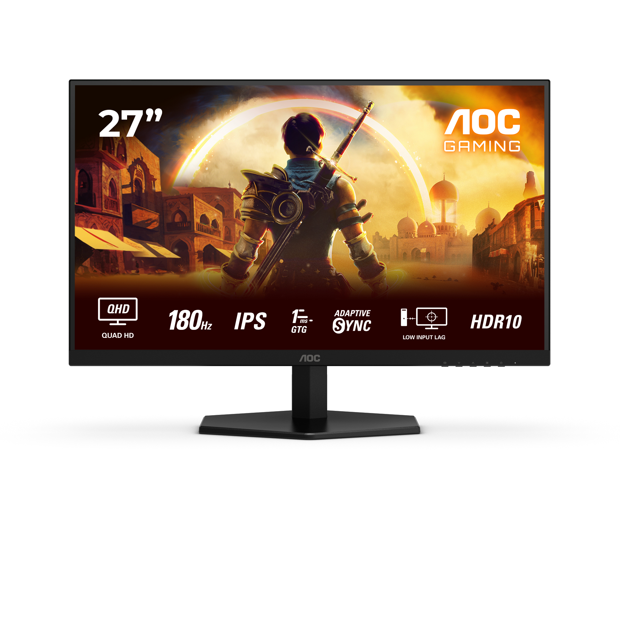 AOC - Q27G42XE - 27 " - IPS - QHD - 16:9 - 180 Hz - 1 ms - 2560 x 1440 pixels - 300 cd/m² - HDMI ports quantity 2 - Black