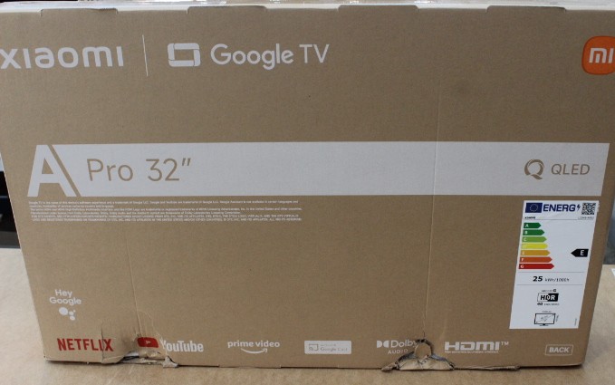 SALE OUT. Xiaomi QLED TV A Pro 2026 - 32" - Smart TV - Google TV - HD - Dark Gray - DAMAGED PACKAGING, CRACKED PLASTIC AT THE BACK, BROKEN GRILLES ON THE BOTTOM