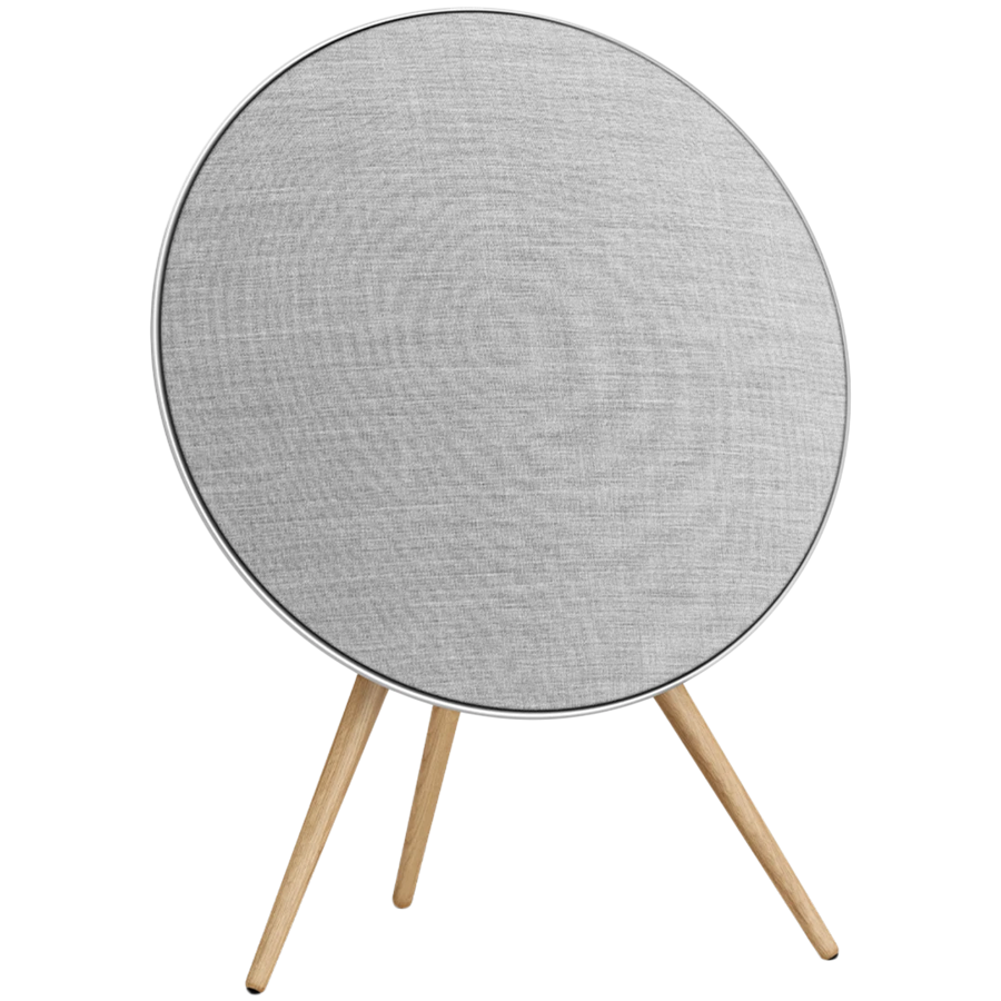 Beosound A9 5th Gen Speaker Natural Alu (Back Grey Mist/Cover Kvadrat Light Grey/Legs Oak)