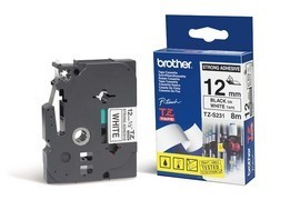 Brother - TZ-S231 Strong Adhesive Laminated Tape - Black on White - TZe - 8 m - 1.2 cm