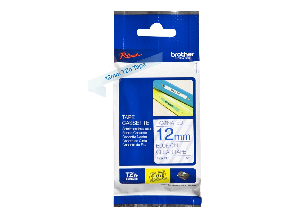 Brother - TZe-133 Laminated Tape - Blue on Clear - TZe - 8 m - 1.2 cm