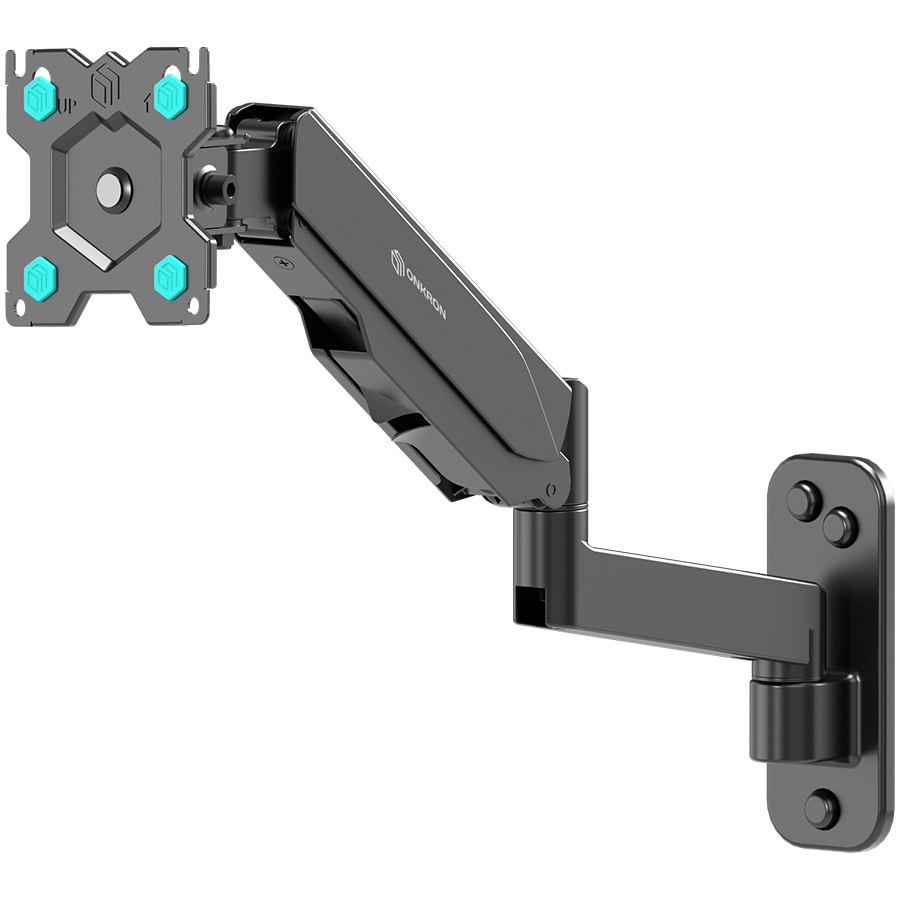 ONKRON TV Monitor Wall Mount Bracket for 13” – 34” Screens Full Motion with Gas Spring, Black
