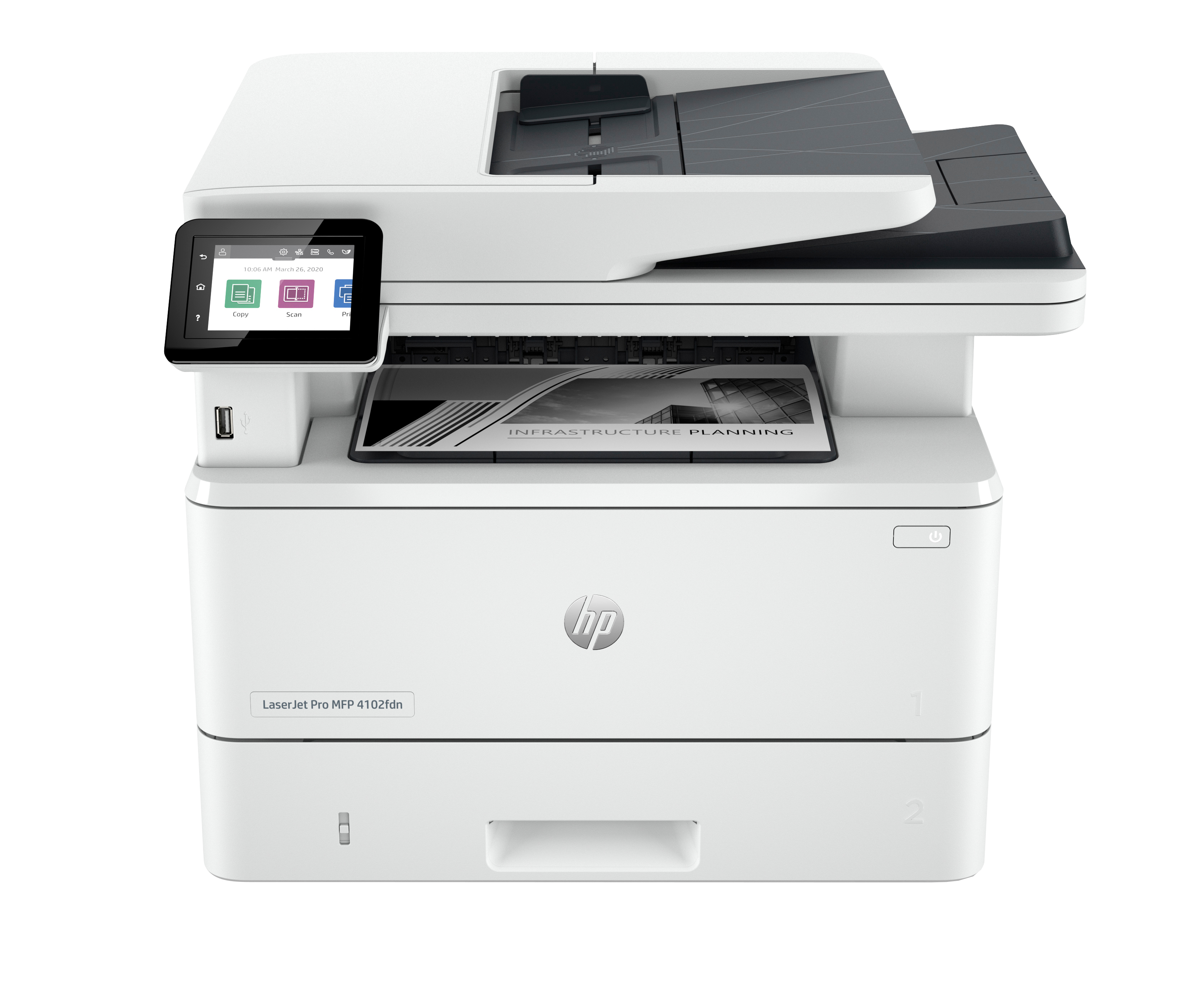 HP LaserJet Pro MFP 4102fdn AIO All-in-One Printer - A4 Mono Laser, Print/Copy/Dual-Side Scan/Fax, Automatic Document Feeder, Auto-Duplex, LAN, 40ppm, 750-4000 pages per month (replaces M428fdn)