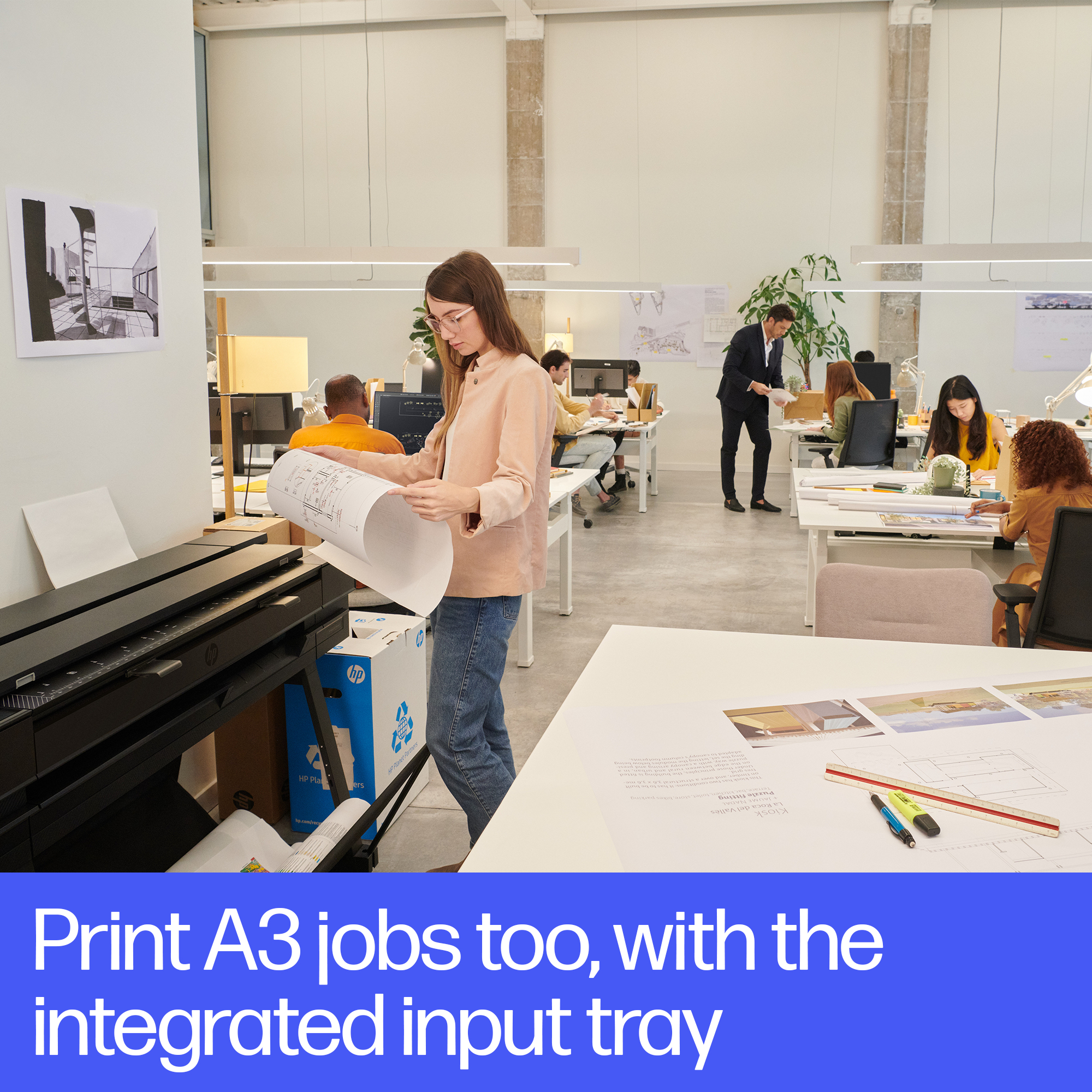 HP DesignJet T850 AiO All-in-One Printer/Plotter - 36" Roll/A4,A3,A2,A1,A0 Color Ink, Print/Copy/Scan, Sheet Feeder, Auto Horizontal Cutter, LAN, WiFi, 25 sec/A1 page, 90 A1 prints/hour, with Stand (replaces T830 36”)