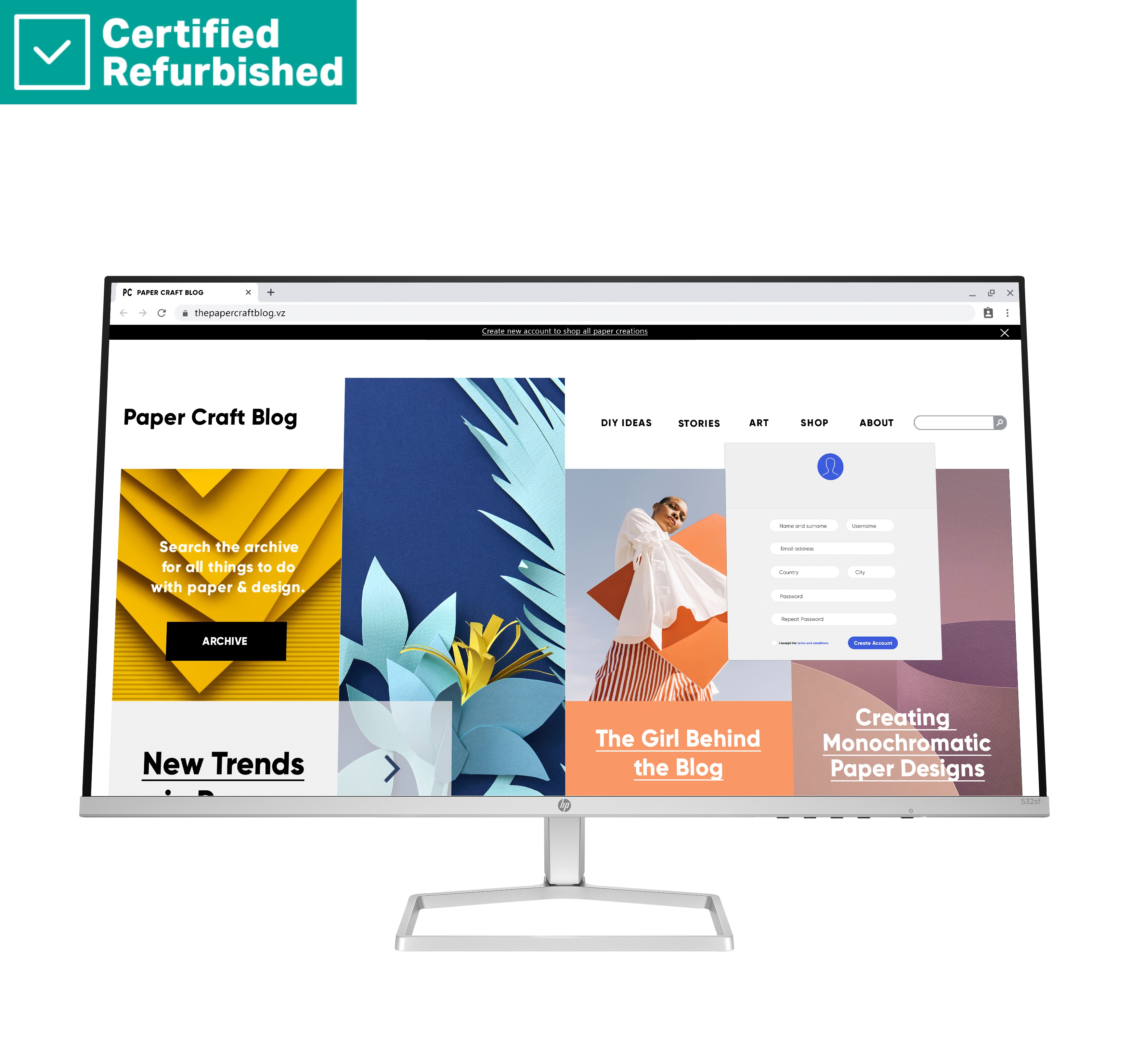 RENEW GOLD HP 532sf Series 5 FHD Monitor - 31.5" 1920x1080 FHD 300-nit 100Hz AG, VA, 2x HDMI/VGA, tilt, 1 years