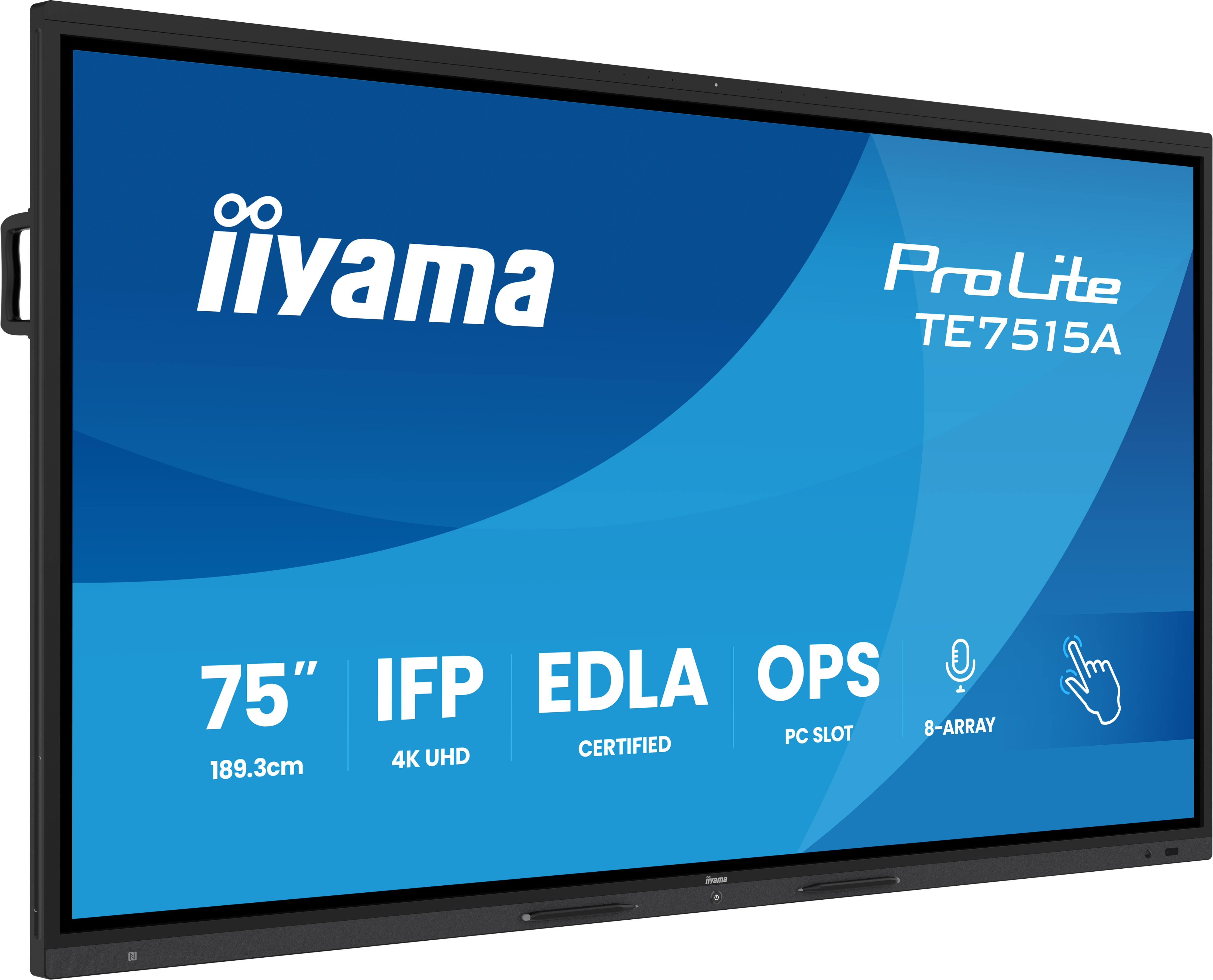 75" Stylish IFP, iiWare21E (EDLA -Google-GMS-apps), Android 14, 16/128GB, 40-Points DeepContrast IR+ with Optical Bonding, 3840x2160, UHD IPS panel