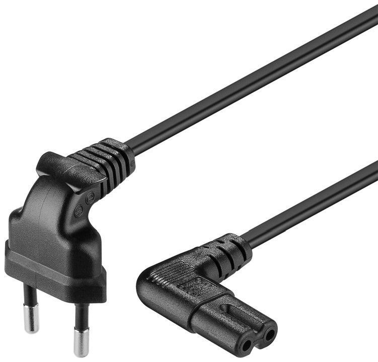 Goobay - 97350 - Euro connection cord, both ends angled - Black Euro male (Type C CEE 7/16) - Device socket C7