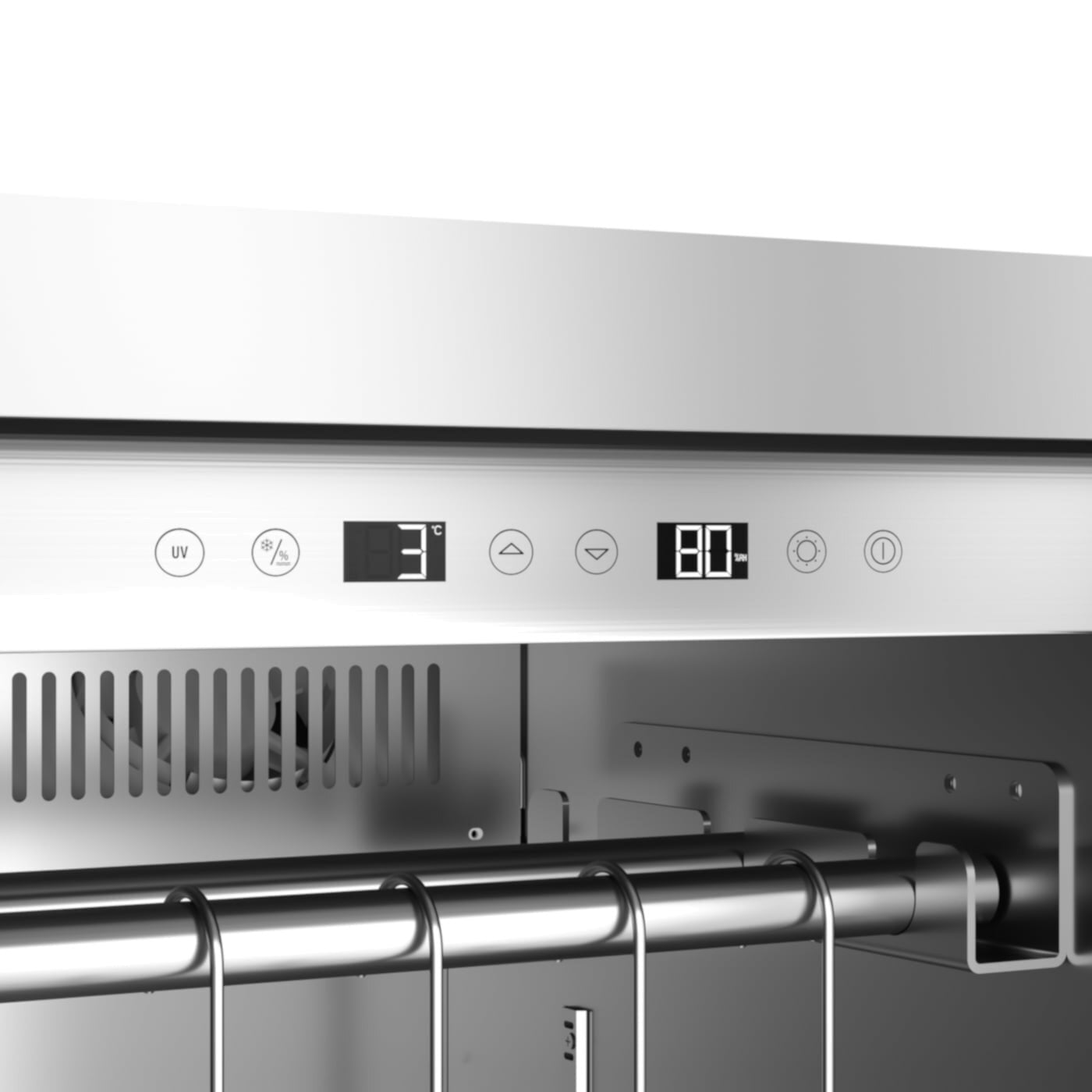 Caso - Dry aging cabinet with compressor technology - DryAged Master 380 Pro - Energy efficiency class Not apply - Food-ageing cabinet with compressor technology - Free standing - Bottles capacity Not apply - Cooling type  Compressor technology - Stainles