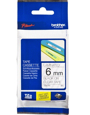 Brother - TZe-111 Laminated Tape - Black on Clear - TZ - 8 m - 6 cm