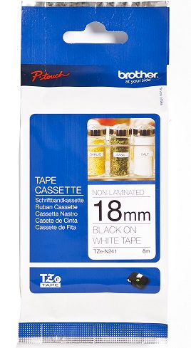 BROTHER TZEN241 bk/wh nonlaminate 18mm