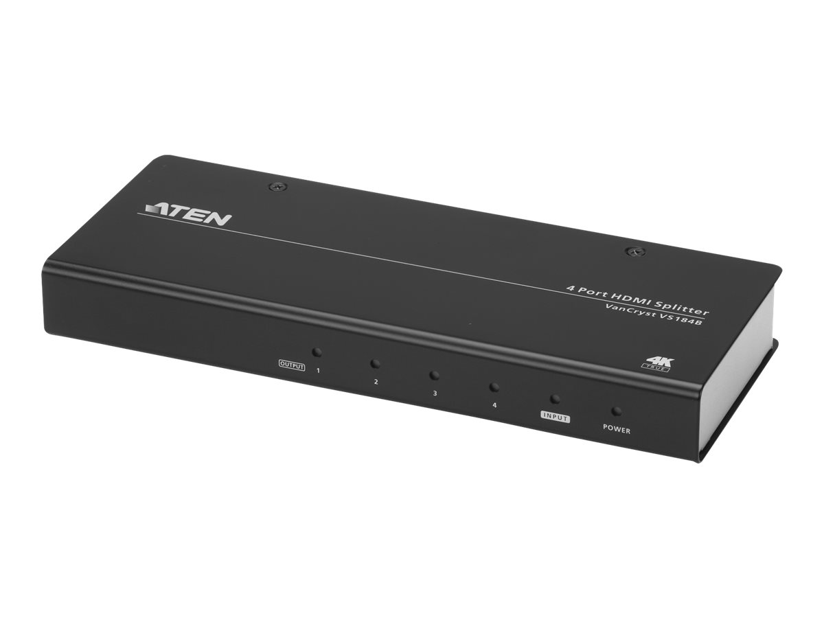 Aten - 4-Port True 4K HDMI Splitter - VS184B - Warranty 24 month(s)