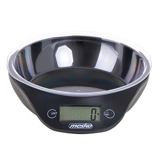 Mesko - Kitchen scale with a bowl - MS 3164 - Maximum weight (capacity) 5 kg - Graduation 1 g - Display type LCD - Black