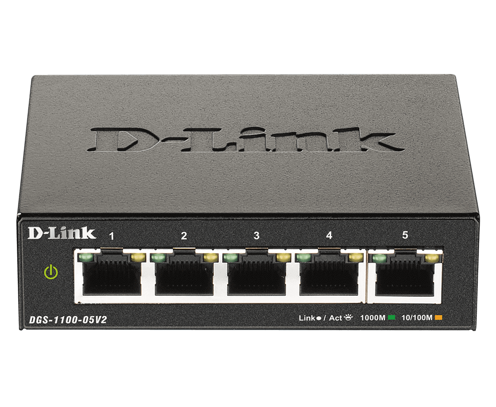 D-Link - Smart Managed Switch - DGS-1100-05V2/E - Managed L2 - Rackmountable - Gigabit Ethernet (copper) ports quantity 5