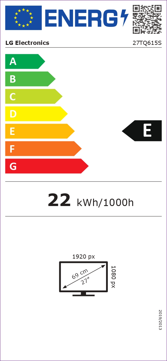 LG - Monitor - 27TQ615S-PZ - 27 " - IPS - FHD - 16:9 - 60 Hz - 14 ms - 1920 x 1080 - 250 cd/m² - HDMI ports quantity 2 - Black - Warranty 24 month(s)