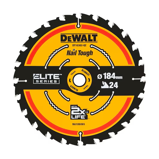 DEWALT - DT10302-QZ EXTREME 2nd Fix Circular Saw Blade 184mm 16mm Bore 24T