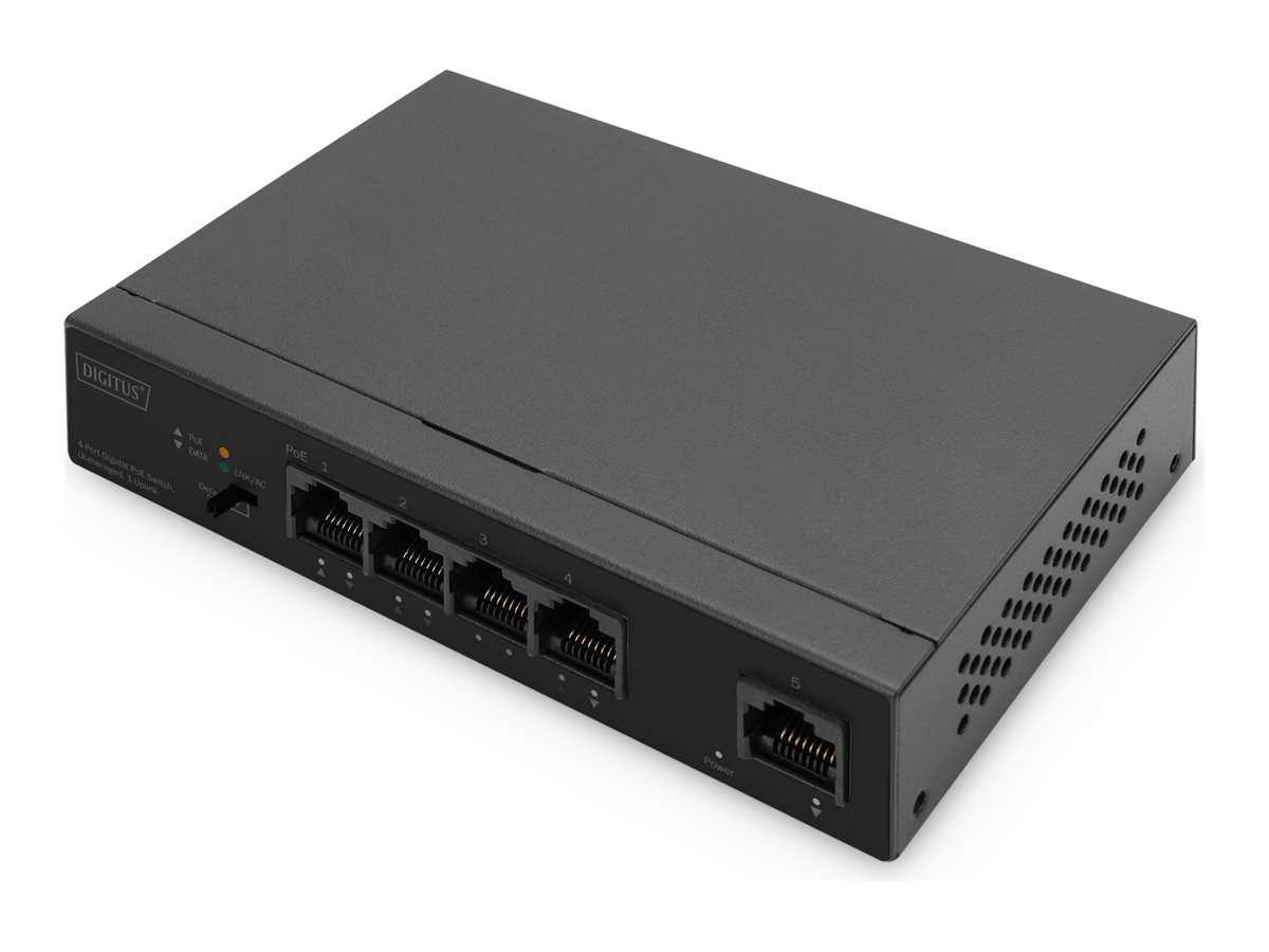 Digitus - 4 Port Gigabit PoE Switch - DN-95330-1 - Unmanaged - Desktop