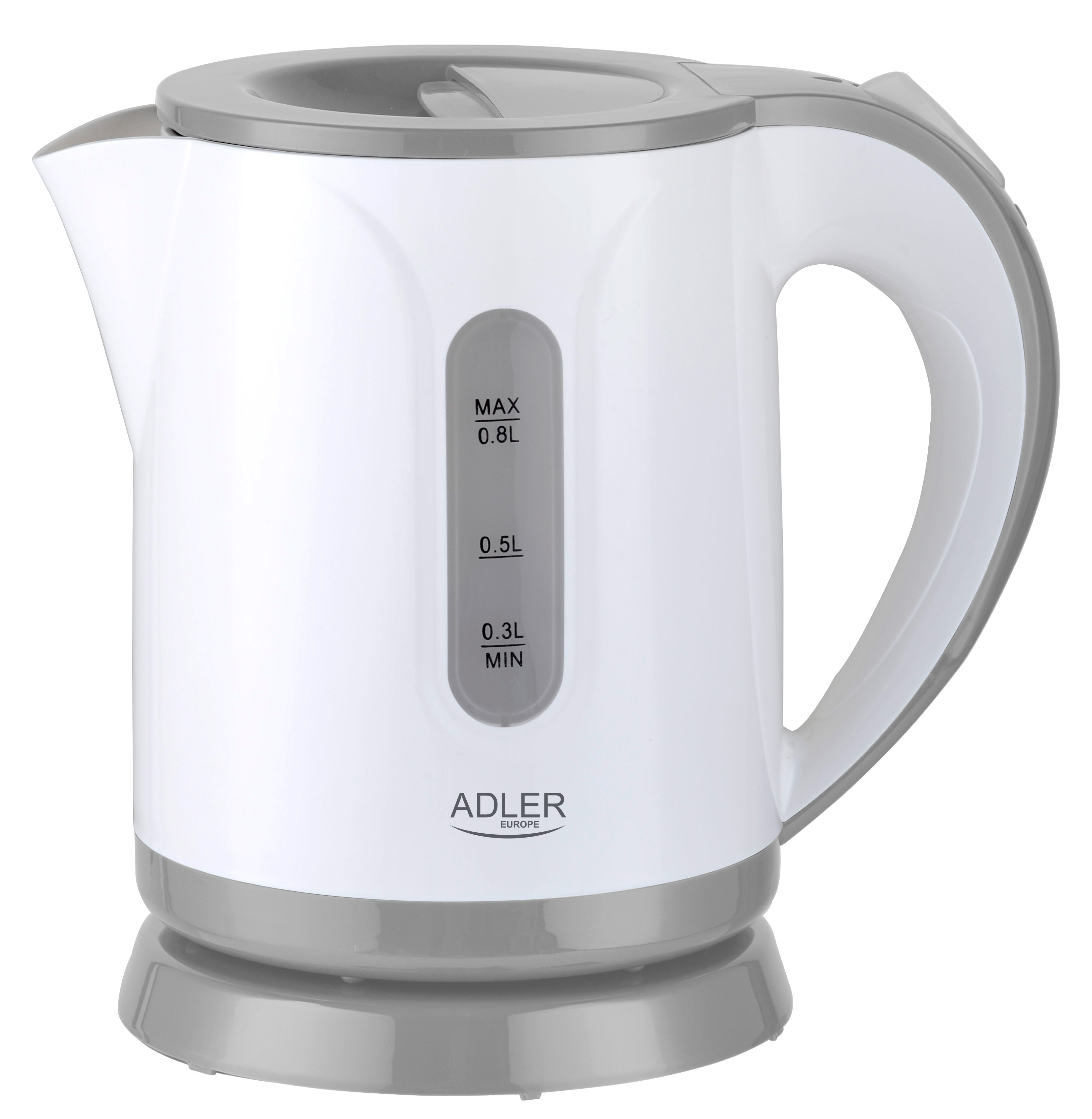 Adler - Kettle - AD 1371g - Electric - 850 W - 0.8 L - Stainless steel/Polypropylene - 360° rotational base - White/Grey