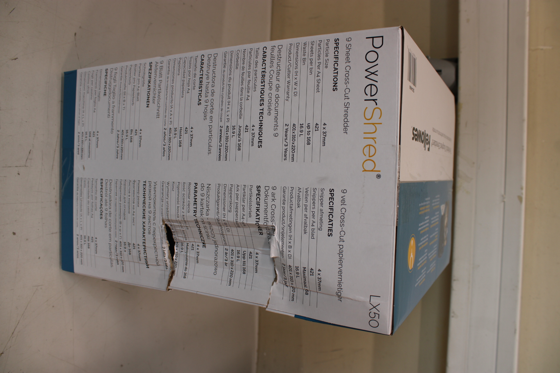 SALE OUT. Powershred - LX50 - Black - 17 L - Credit cards shredding - DAMAGED PACKAGING - Paper handling standard/output 9 sheets per pass - Cross-Cut Shredder - Warranty 24 month(s)