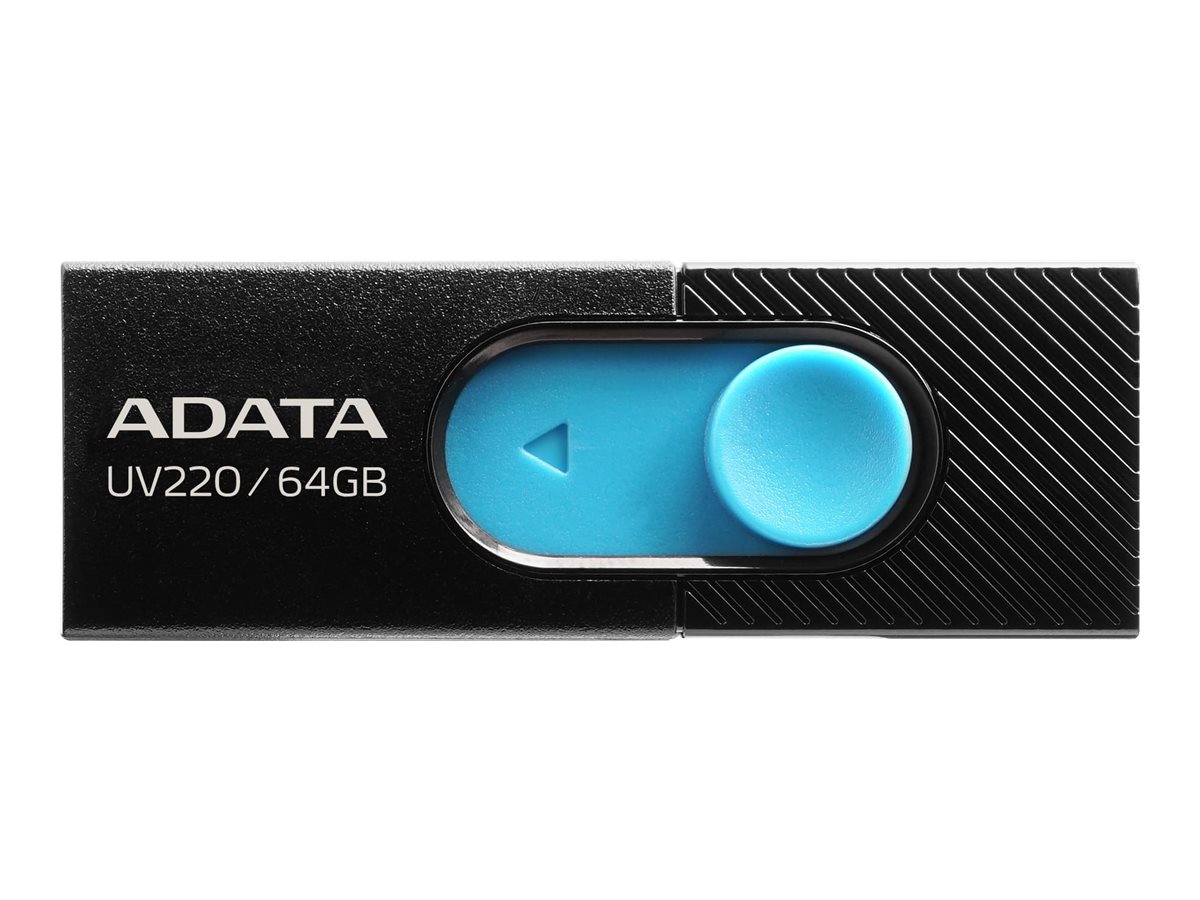 ADATA - USB Flash Drive - UV220 - 64 GB - USB 2.0 - Black/Blue
