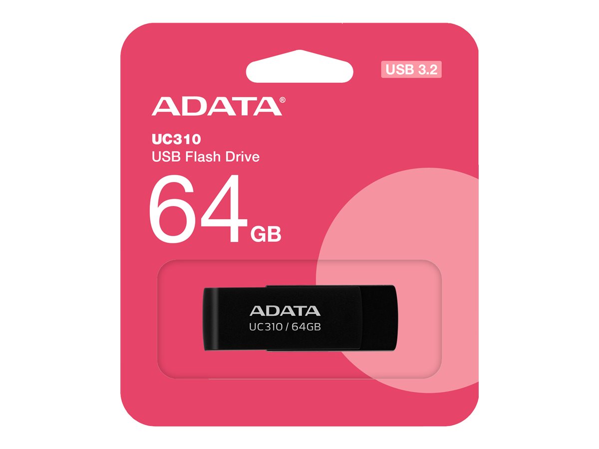 ADATA - USB Flash Drive - UC310 - 64 GB - USB 3.2 Gen1 - Black