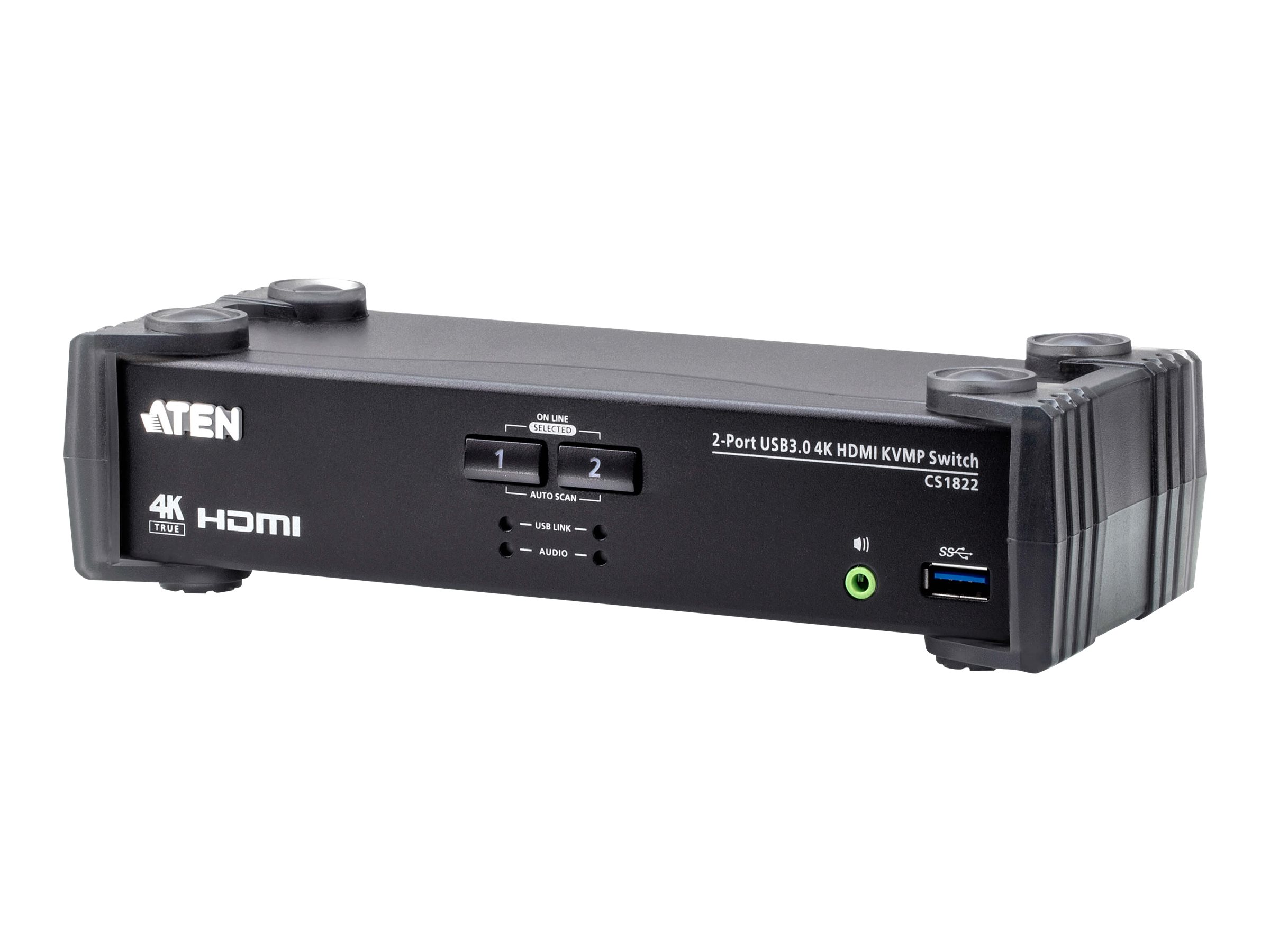 Aten - 2-Port USB 3.0 4K HDMI KVMP Switch with Audio Mixer Mode - CS1822