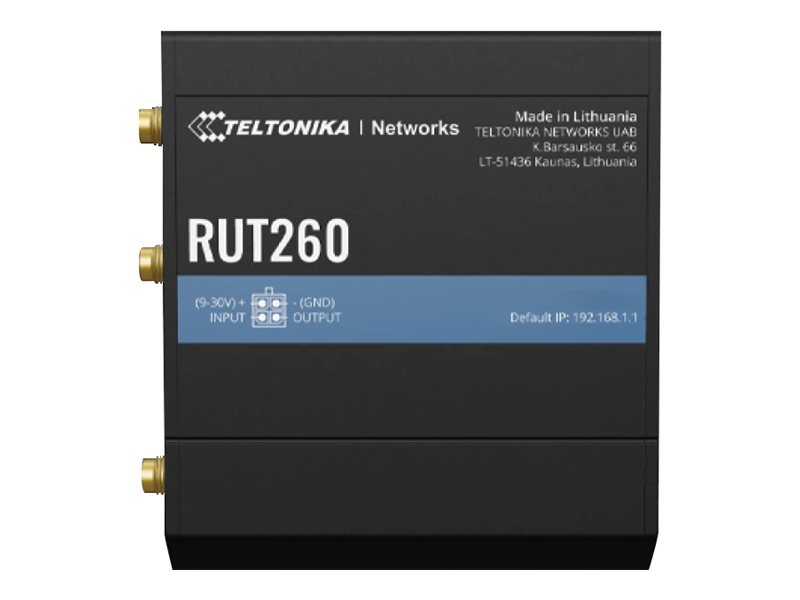 LTE Cat 6 Router - RUT260 - 802.11n - 10/100 Mbit/s - Ethernet LAN (RJ-45) ports 2 - Mesh Support No - MU-MiMO No - 4G