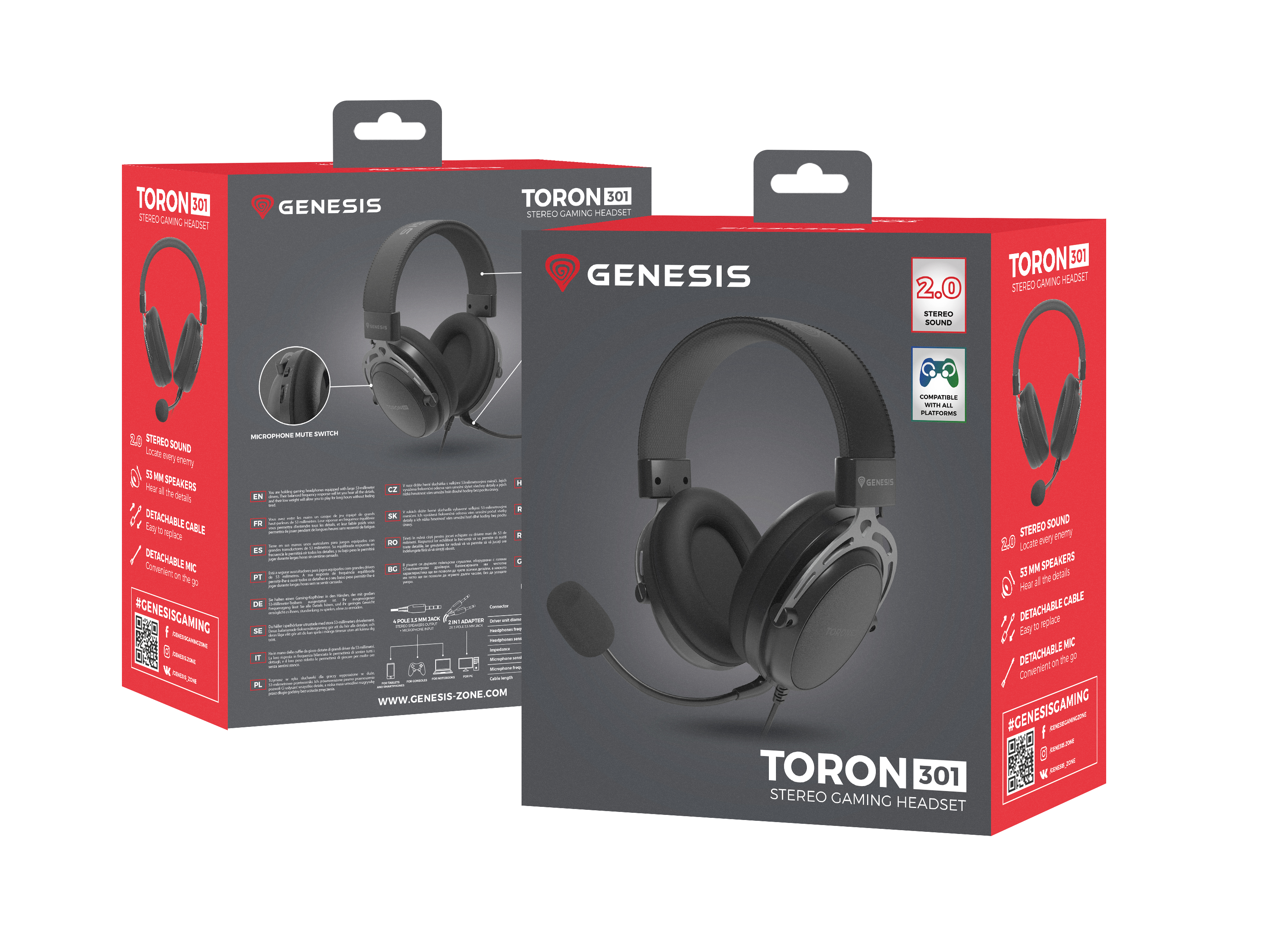 Genesis - Gaming Headset - Toron 301 - Wired - Over-Ear - Microphone - Black
