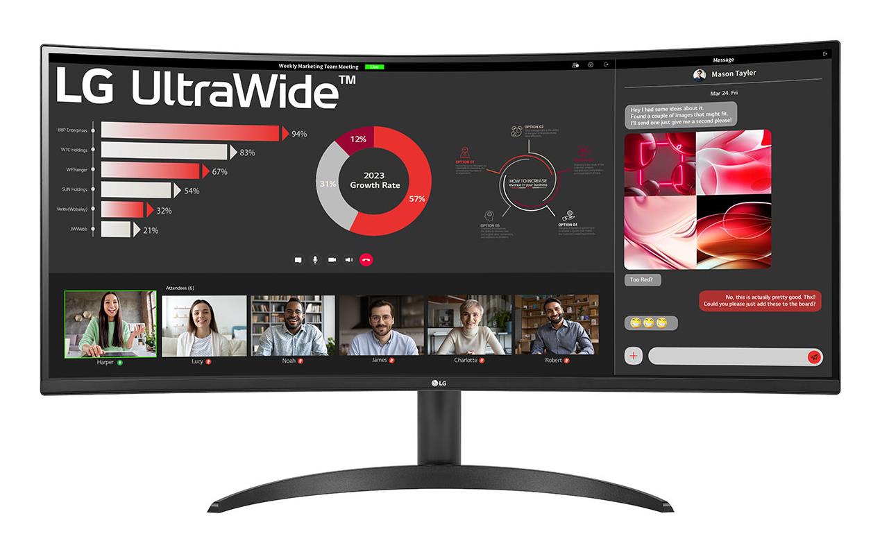 LCD Monitor|LG|34"|Curved/21 : 9|Panel VA|3440x1440|21:9|100 Hz|5 ms|Tilt|34WR50QK-B