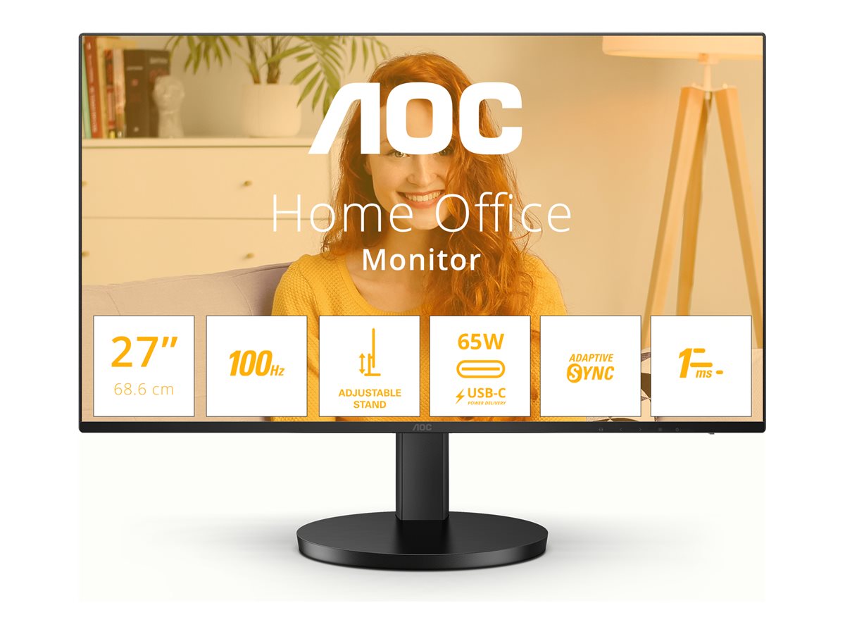 AOC - Q27B3CF2 - 27 " - IPS - QHD - 16:9 - 100 Hz - 1 ms - 2560 x 1440 pixels - 350 cd/m² - HDMI ports quantity 1 - Black - Warranty 36 month(s)