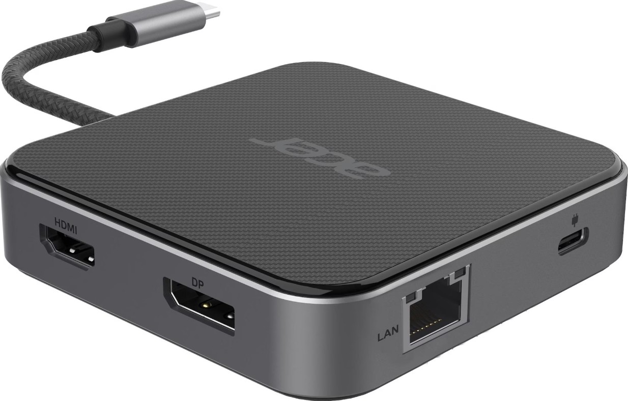 Acer 7-in-1 USB Type-C Dock - Ethernet LAN (RJ-45) ports 1 - DisplayPorts quantity 1 - HDMI ports quantity 1