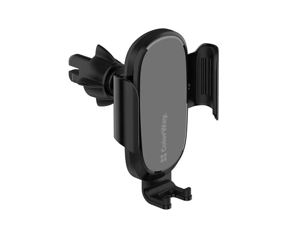 ColorWay - Air Vent Car Wireless Charger, 15W - CW-CHAW038Q-BK - 360° swivel to adjust to desired angle; Mounting in the air duct deflector of the car; Screen diagonal from 4" to 6.5" (from 7.3 cm to 9.5 cm wide)