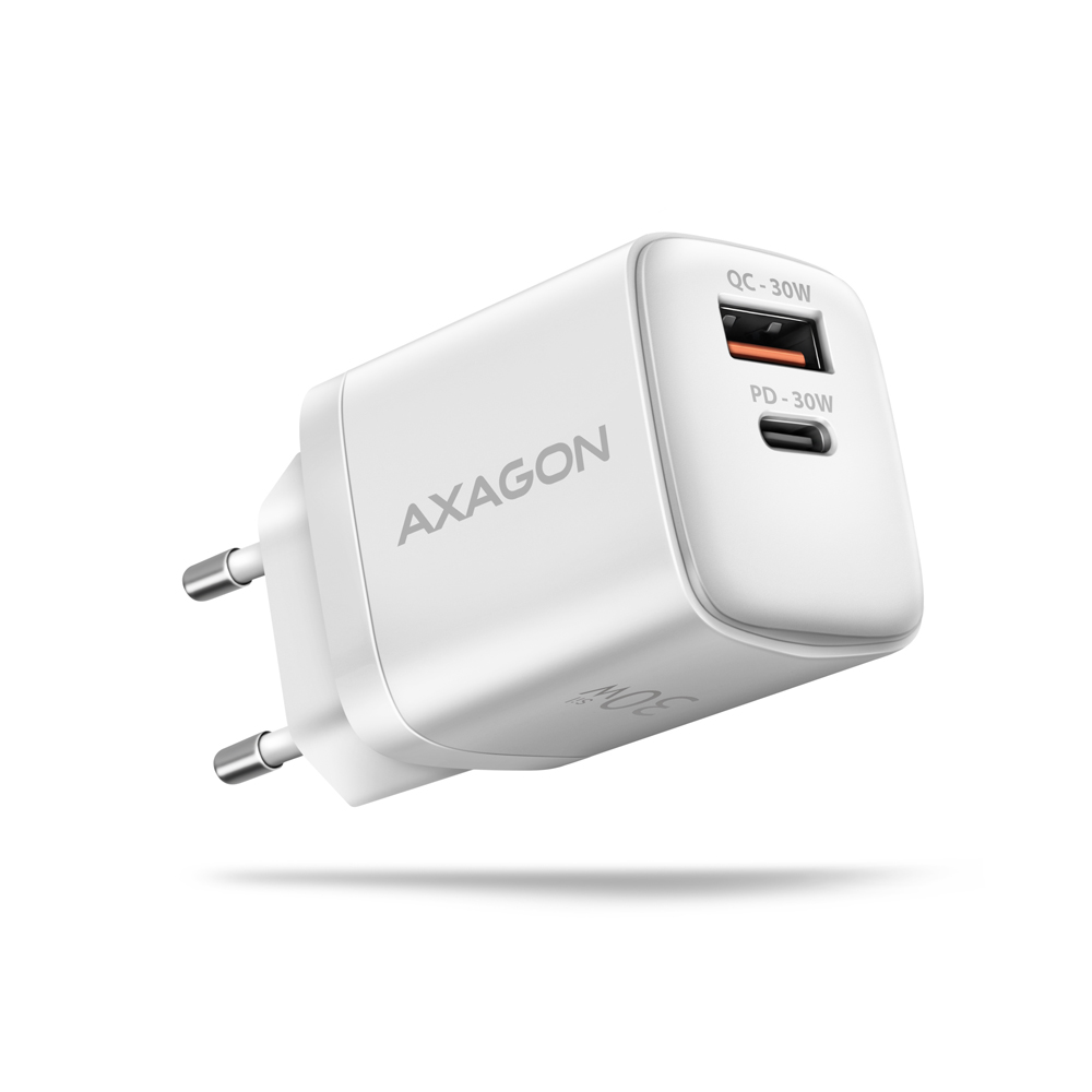 AXAGON Wall Charger 2x port (USB-A+USB-C), 30W - ACU-PQ30W