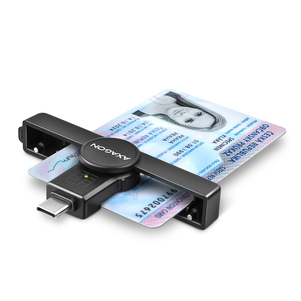 AXAGON Foldable pocket USB-C contact Smart/ID card reader - CRE-SMPC