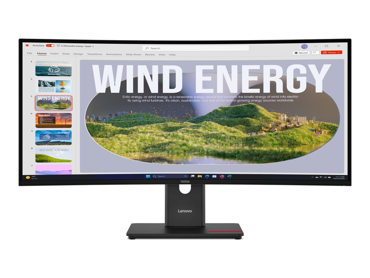 Lenovo - ThinkVision - T34WD-40 - 34 " - VA - 21:9 - 120 Hz - 4 ms - 3440 x 1440 pixels - 300 cd/m² - HDMI ports quantity 1 - Eclipse black - Warranty 36 month(s)