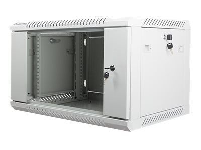 Lanberg - Rack cabinet 19" wall-mount 6U/600x450 (flat pack) with glass door - WF01-6406-10S - Grey