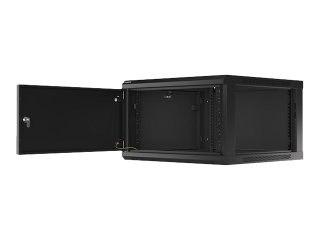 Lanberg - Rack cabinet 19" wall-mount 6U/600x600 for self-assembly with metal door (flat pack) - WF01-6606-00B - Black