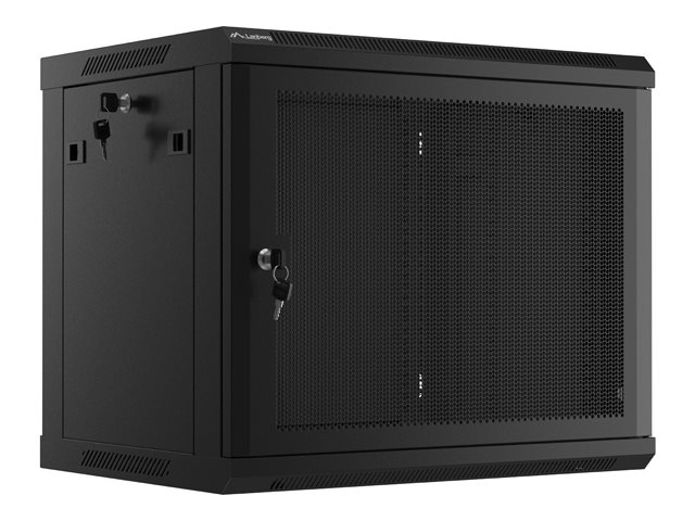 Lanberg - Rack cabinet 19" wall-mount 9U/600x450 with perforated door (flat pack) - WF01-6409-23B - Black