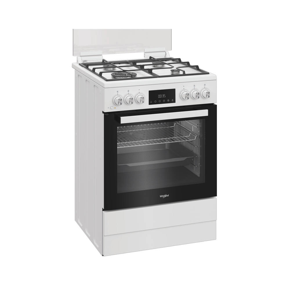 Whirlpool Cooker - W6G8LMSWW - Hob type Gas - Oven type Electric - White - Width 60 cm - Depth 60 cm - 72 L