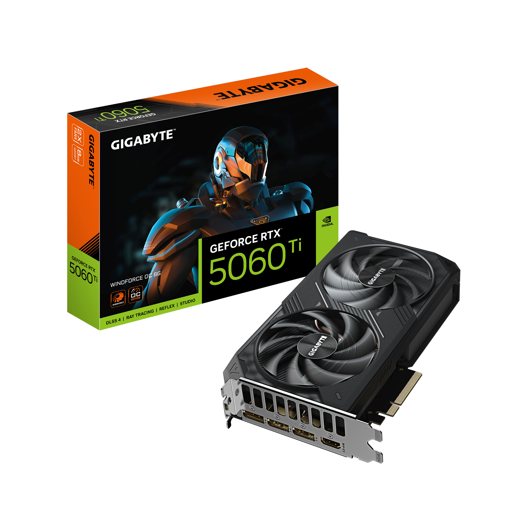 Gigabyte GeForce RTX 5060 Ti WINDFORCE OC 8G - NVIDIA - 8 GB - GeForce RTX 5060 Ti - GDDR7 - HDMI ports quantity 1 - PCI-E 5.0