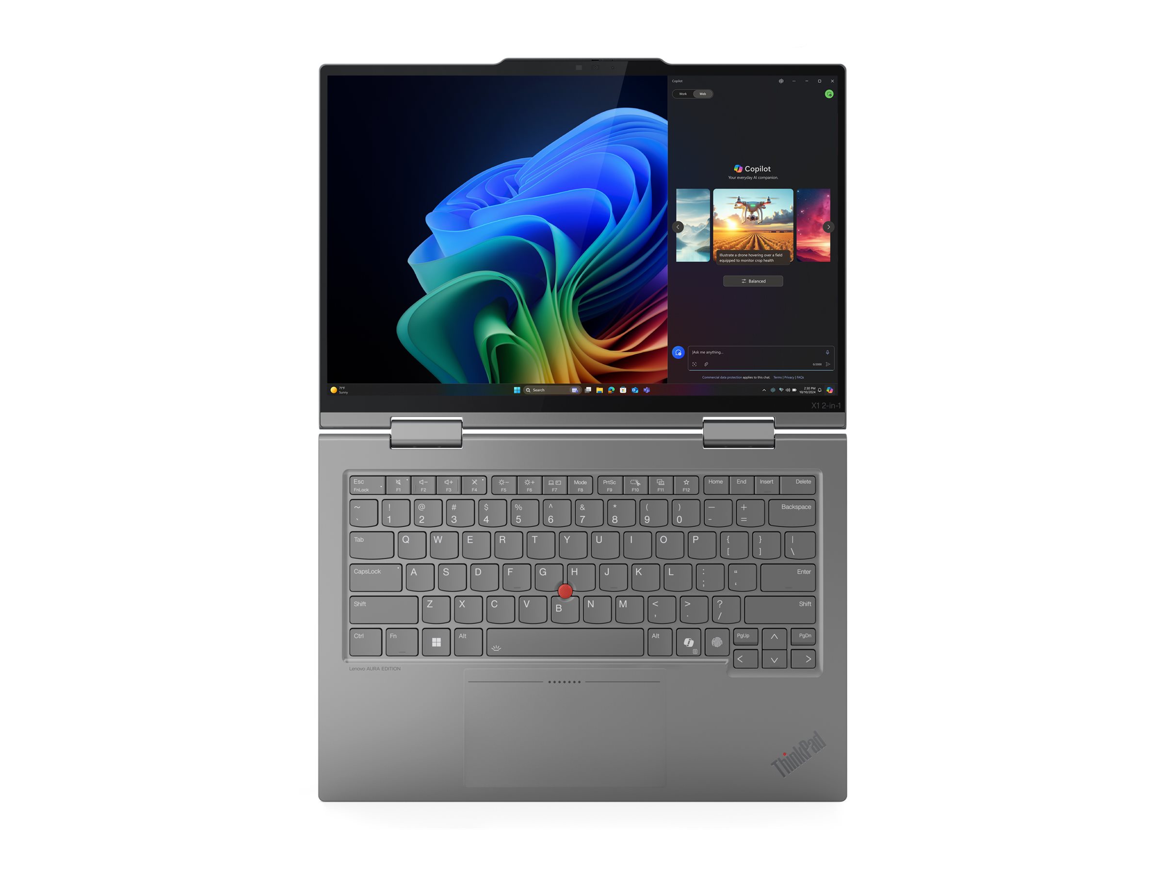 Lenovo ThinkPad X1 2-in-1 G10 Intel - Grey - 14 " - IPS - Touchscreen - WUXGA - 1920 x 1200 pixels - Anti-glare - Intel Core Ultra 7 - 258V - 32 GB - Soldered LPDDR5x - Solid-state drive capacity 1000 GB - Intel Arc Graphics 140V - Windows 11 Pro - 802.11