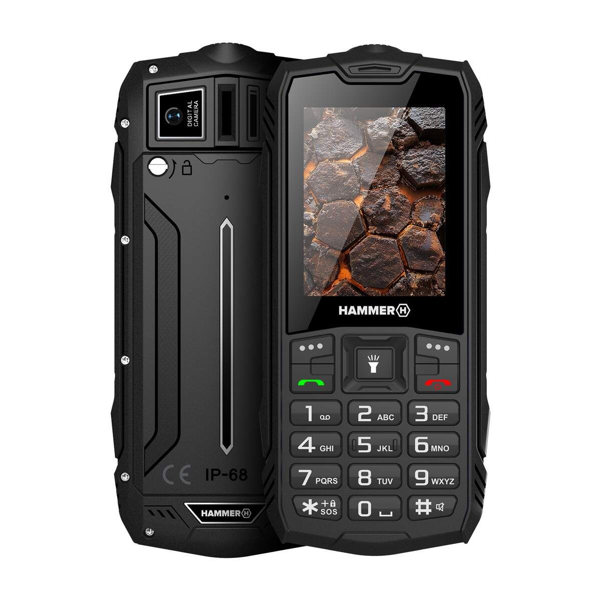 SALE OUT. Hammer ROCK LTE - Black - 2.4 " - IPS - 48 MB - 128 MB - Dual SIM - 3G - Main camera resolution 2 MP - 3000 mAh - USED, REFURBISHED, WITHOUT  ACCESSORIES