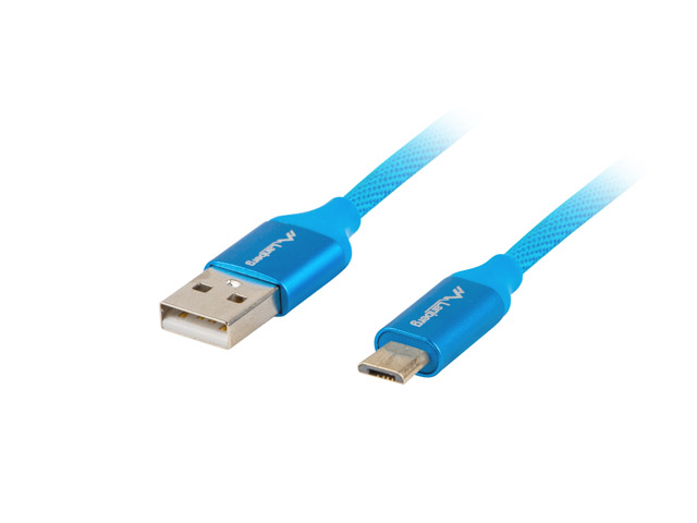 Lanberg - USB Micro to USB-A 2.0 Cable Blue Premium QC 3.0, 1 m - CA-USBM-20CU-0010-BL - USB Micro to USB Type-A
