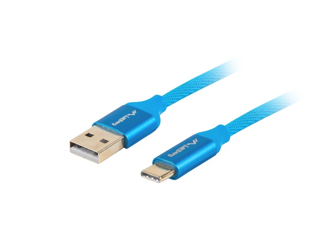 Lanberg - USB Type-C to USB Type-A 2.0 Cable Blue Premium QC 3.0, 1 m - CA-USBO-22CU-0010-BL - USB Type-C to USB Type-A